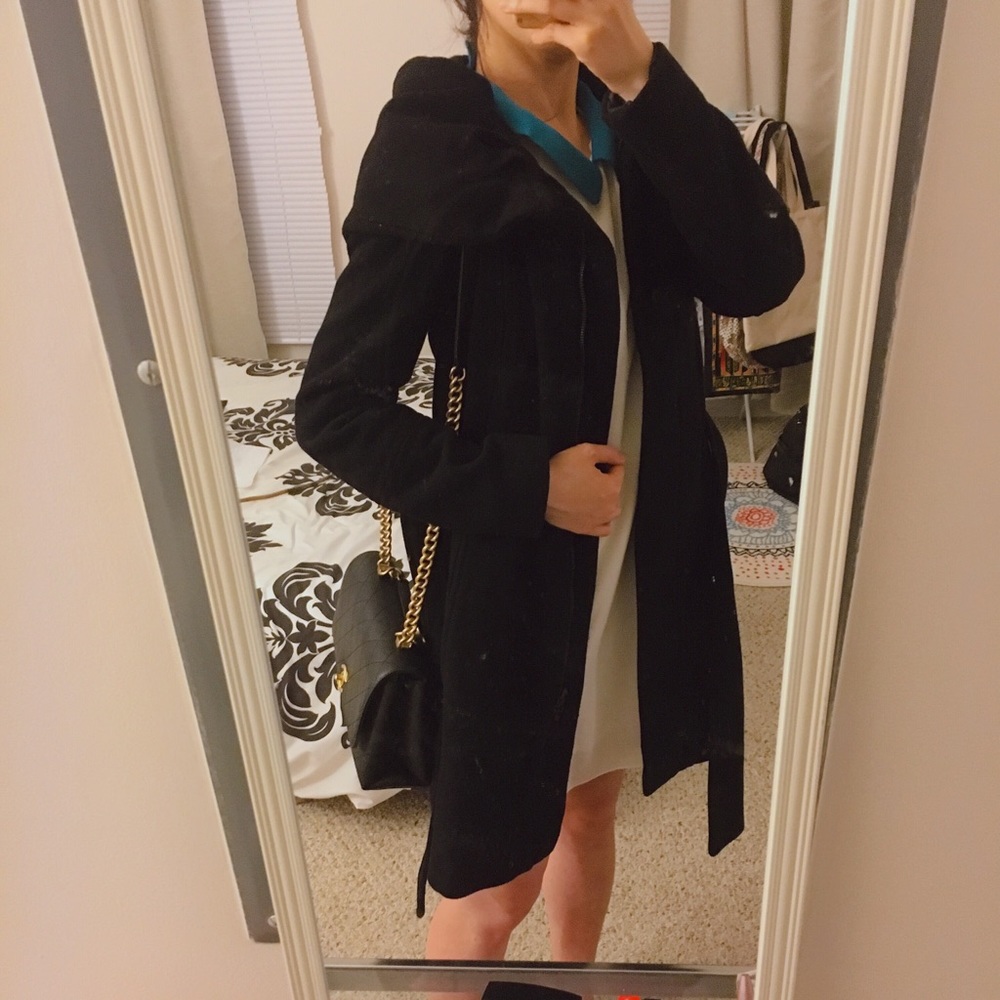 Zara Classic Black Long Coat With Belt